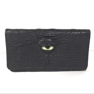Creepy Tired Eyed Leather Checkbook Wallet
